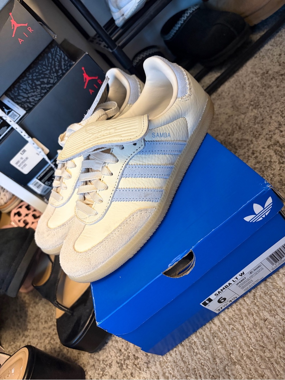 adidas Samba LT Classic Sneakers in Cream and Light Blue